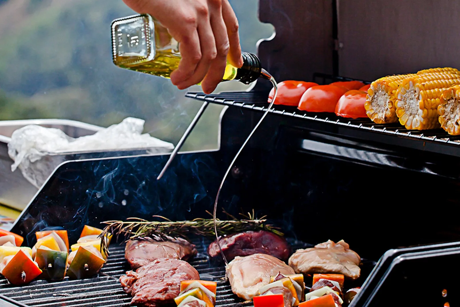 Parrilla con ingredientes de temporada